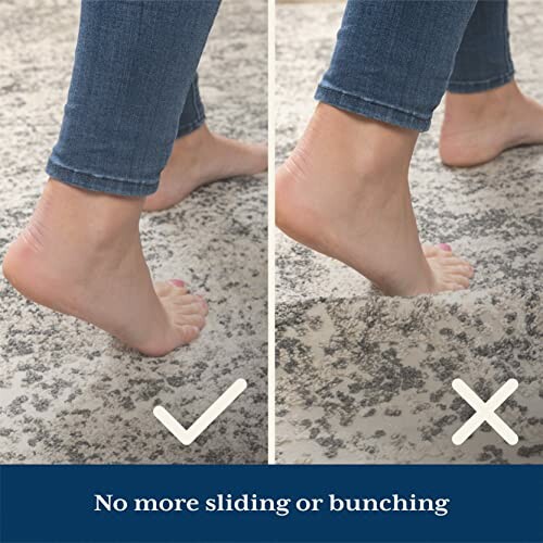 Comparison of feet on carpet with and without anti-slip pads.