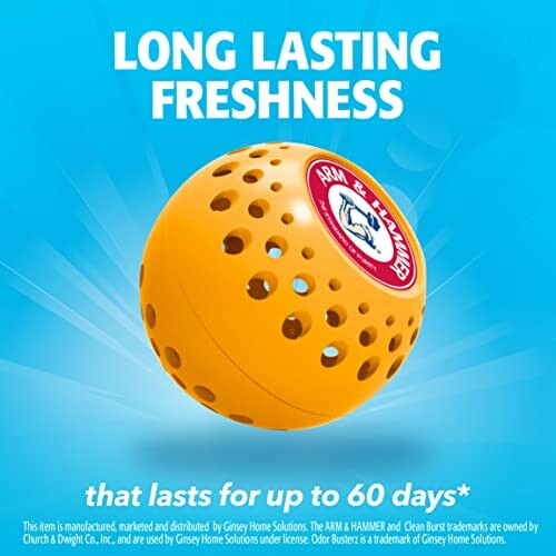 Arm & Hammer Odor Buster ball with long lasting freshness claim.