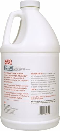 Nature's Miracle Carpet Shampoo bottle with label and directions.