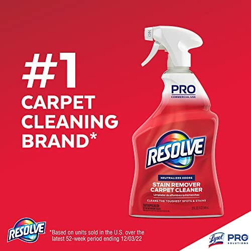 Resolve stain remover carpet cleaner bottle with branding.